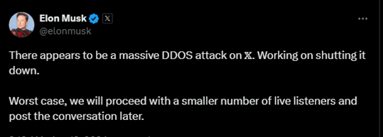 Massive DDoS Attack Disrupts X (formerly Twitter) During Trump Interview